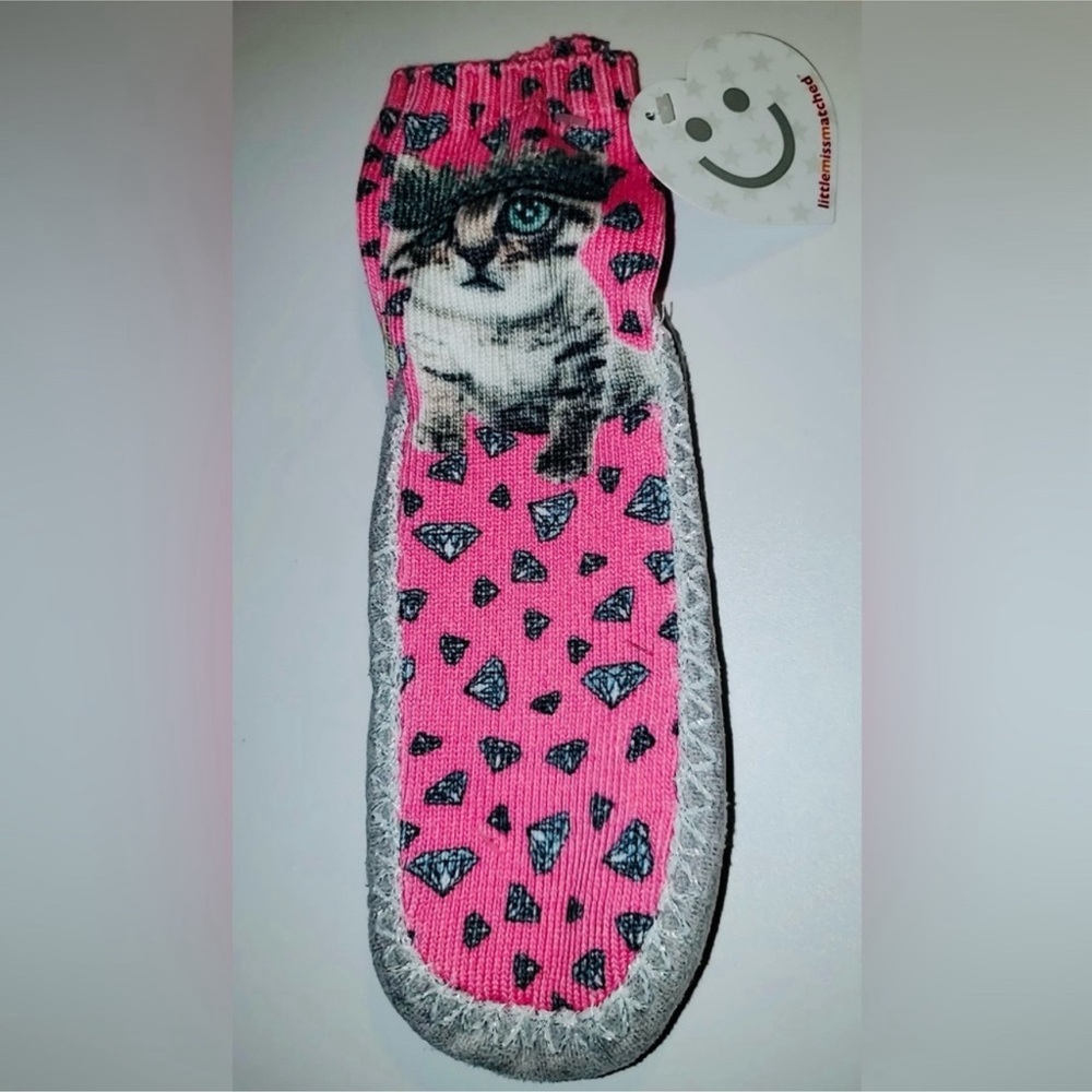 Little MissMatched Soft Bottom Cute Cat Pink Kids Slipper Socks | S/M | NWT | HP